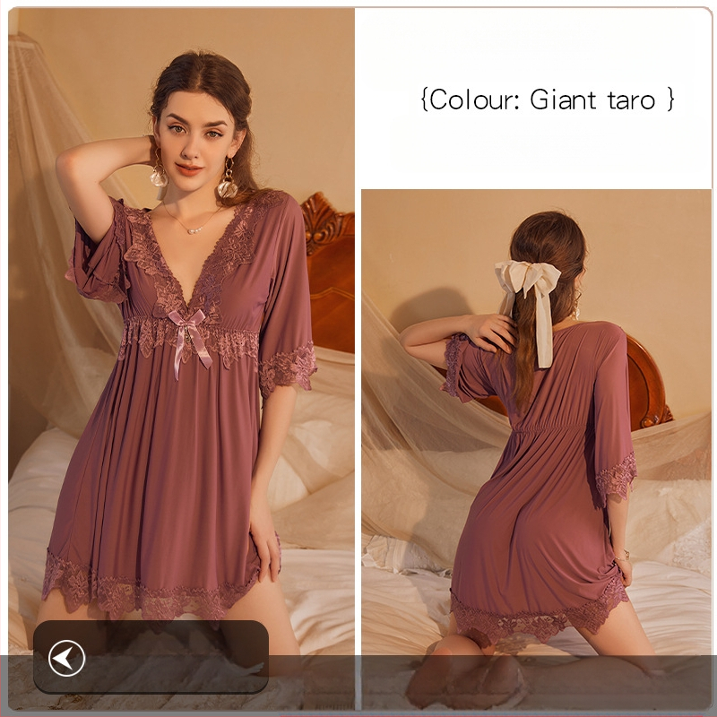 Népszerű online hírességek hálóruhája csipkével hímzett Ice Silk szexi plus size laza karcsúsító szexi hálóruha nagykereskedelemben