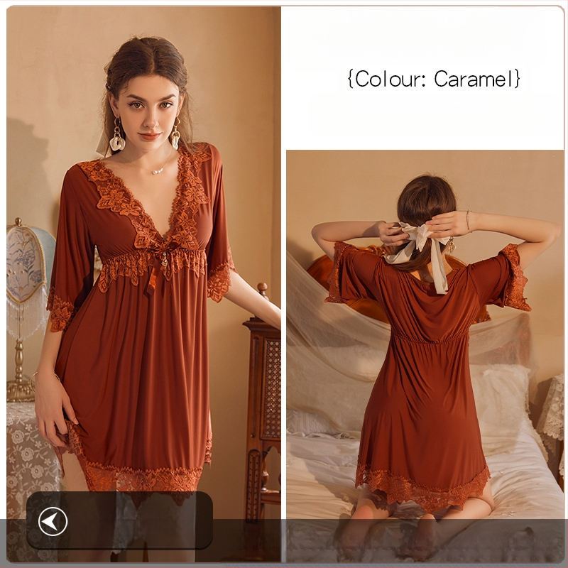 Népszerű online hírességek hálóruhája csipkével hímzett Ice Silk szexi plus size laza karcsúsító szexi hálóruha nagykereskedelemben