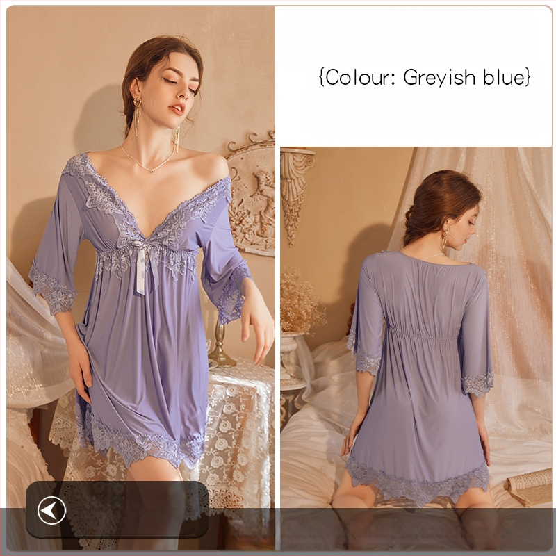 Népszerű online hírességek hálóruhája csipkével hímzett Ice Silk szexi plus size laza karcsúsító szexi hálóruha nagykereskedelemben