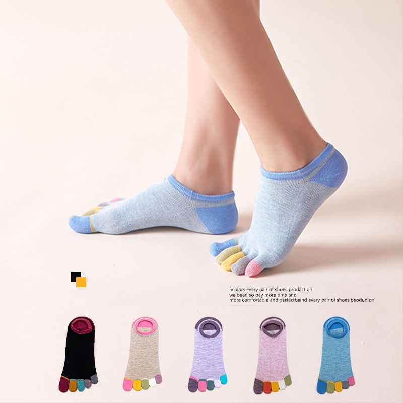 Tiesioginės gamyklinės tarpvalstybinės užsienio prekybos penkių pirštų moteriškos medvilninės vasarinės nematomos trumpos vamzdelio formos kojinės su japoniškomis Mori pirštų kojinėmis
