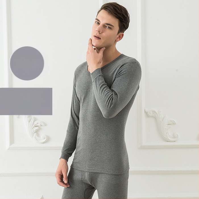 2021 m. V formos iškirptės medvilninis rudens drabužių komplektas, vienspalvis vyriškas šiltas rudens ir žiemos medvilninis vyriškas apatinis trikotažas su rudens kelnėmis