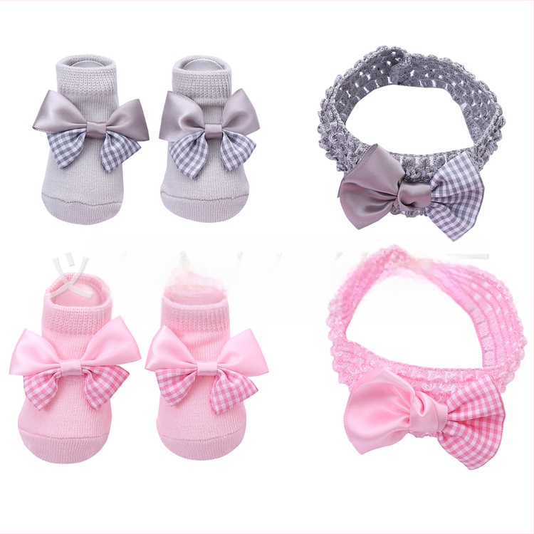 2023. aasta armsad printsessi lipsuga beebisokid, väliskaubanduse ühevärvilised kommid, Euroopa ja Ameerika lastesokid, peapaelte komplekt