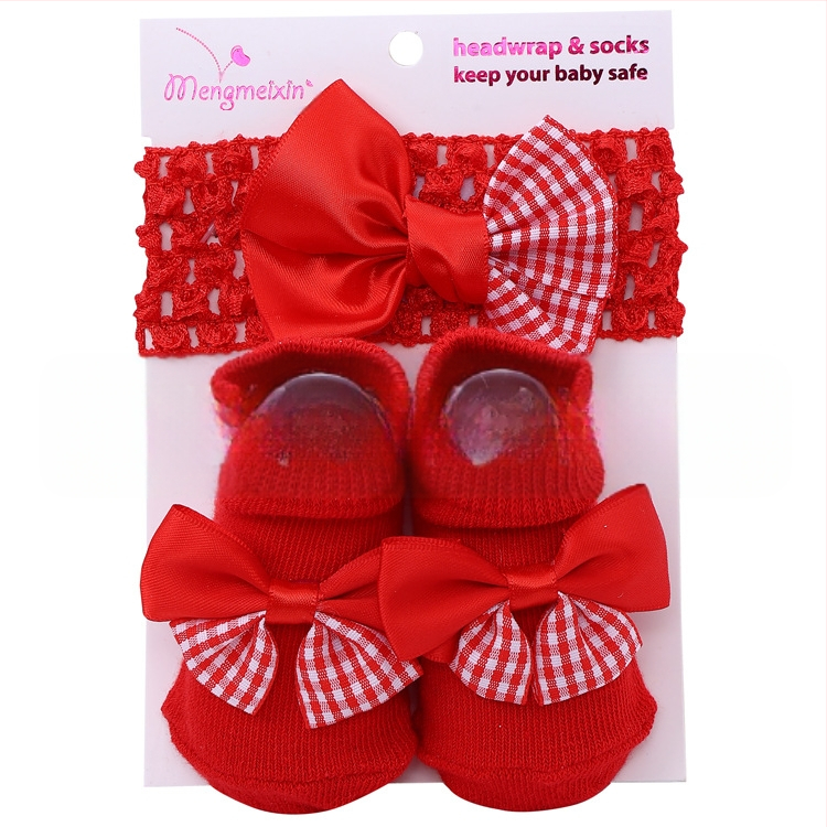 2023. aasta armsad printsessi lipsuga beebisokid, väliskaubanduse ühevärvilised kommid, Euroopa ja Ameerika lastesokid, peapaelte komplekt