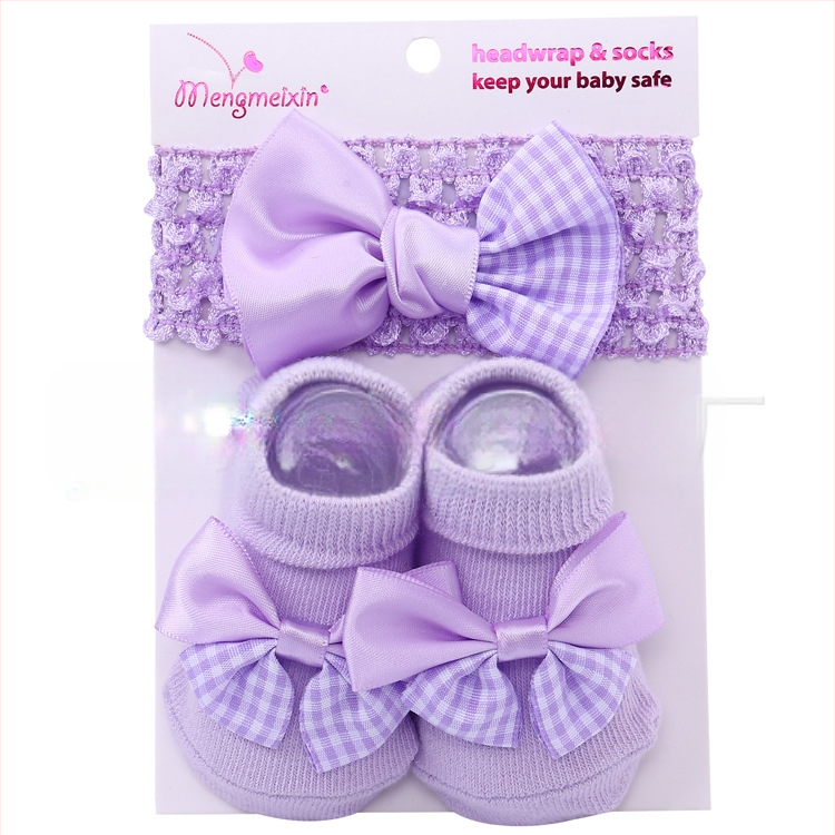 2023. aasta armsad printsessi lipsuga beebisokid, väliskaubanduse ühevärvilised kommid, Euroopa ja Ameerika lastesokid, peapaelte komplekt