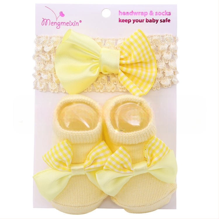 2023. aasta armsad printsessi lipsuga beebisokid, väliskaubanduse ühevärvilised kommid, Euroopa ja Ameerika lastesokid, peapaelte komplekt