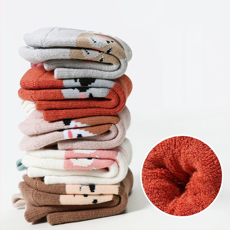 Șosete de iarnă îngroșate stereo cu desene animate pentru bebeluși și copii mici, șosete calde cu toc mare, șosete Terry