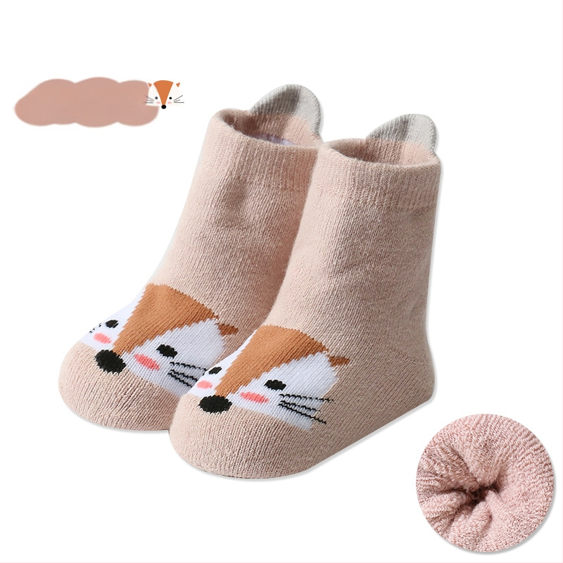 Șosete de iarnă îngroșate stereo cu desene animate pentru bebeluși și copii mici, șosete calde cu toc mare, șosete Terry