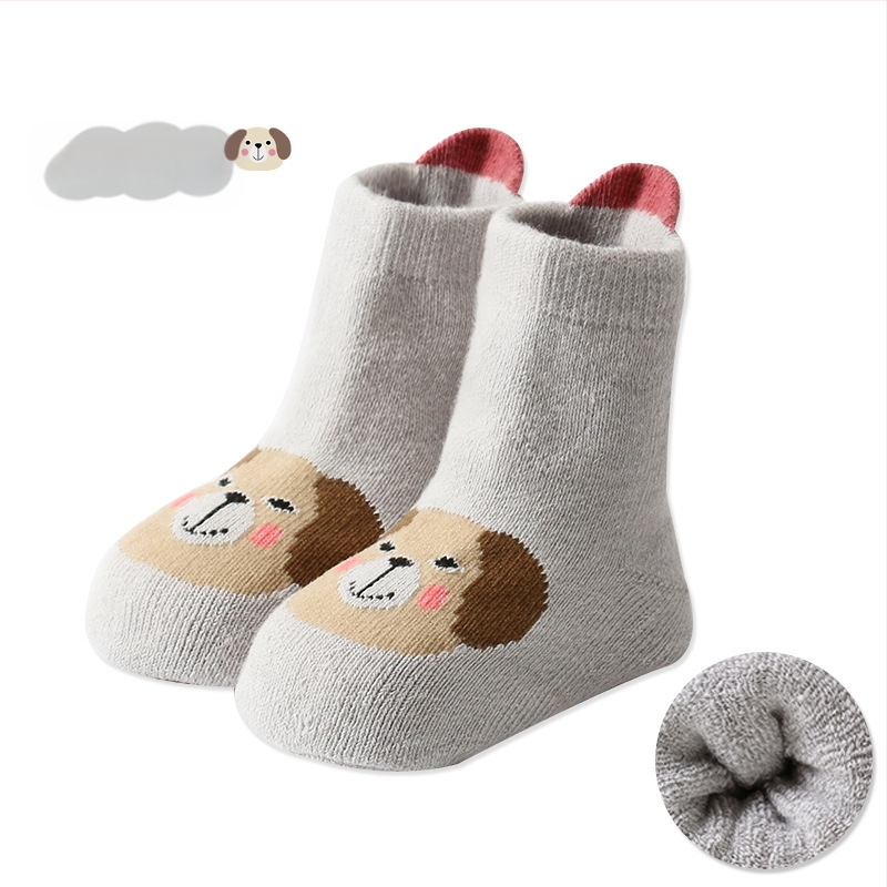 Șosete de iarnă îngroșate stereo cu desene animate pentru bebeluși și copii mici, șosete calde cu toc mare, șosete Terry