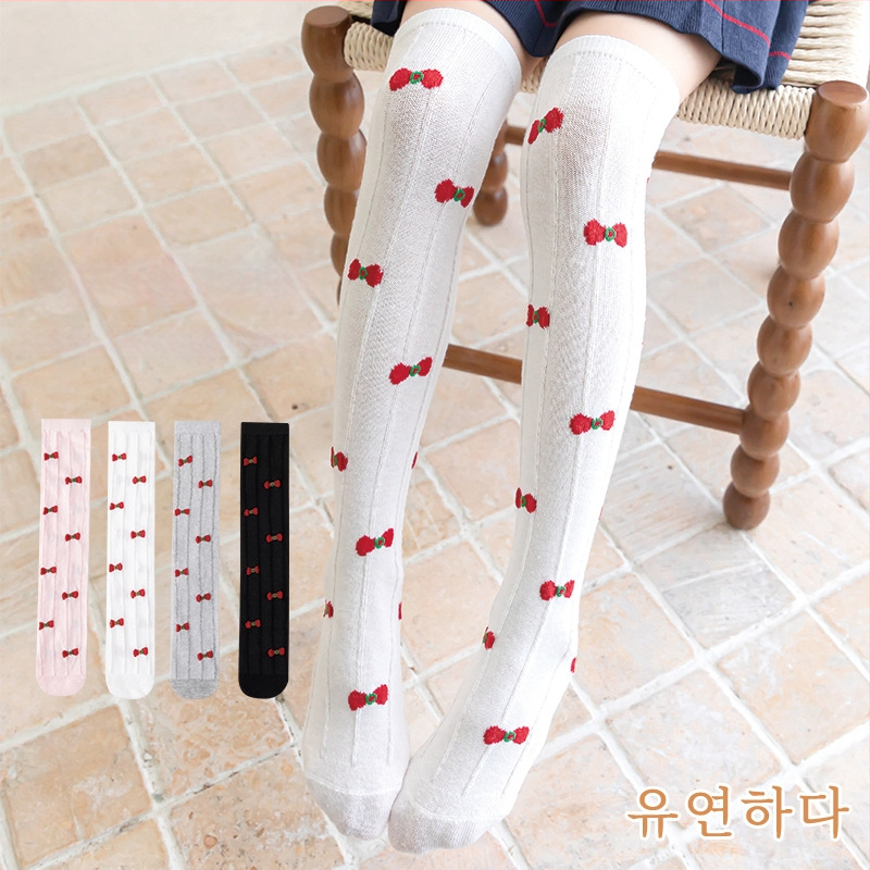 Tüdrukute suvised õhukesed põlvekõrgused võrksokid, beebi sääsesokid, laste suvised lillekujulised lipsuga kõrged sokid