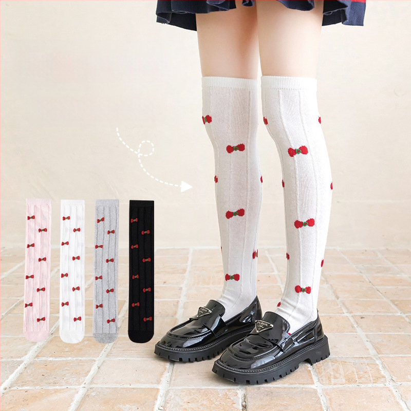 Tüdrukute suvised õhukesed põlvekõrgused võrksokid, beebi sääsesokid, laste suvised lillekujulised lipsuga kõrged sokid