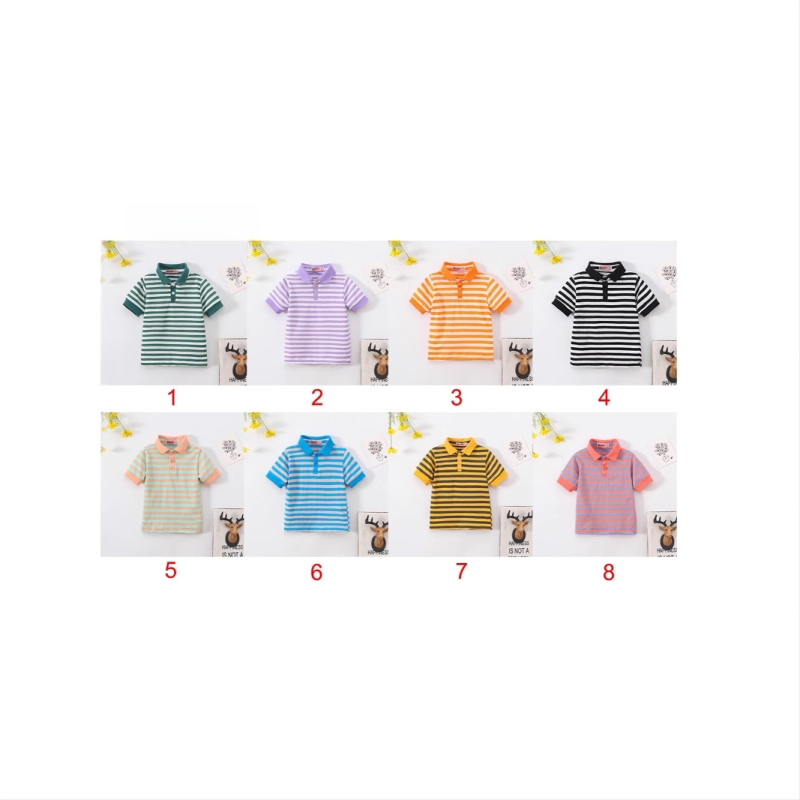 Нова лятна раирана тениска с къс ръкав за момчета и момичета, детска мода, стилен ревер, ученическо облекло, класни дрехи на едро