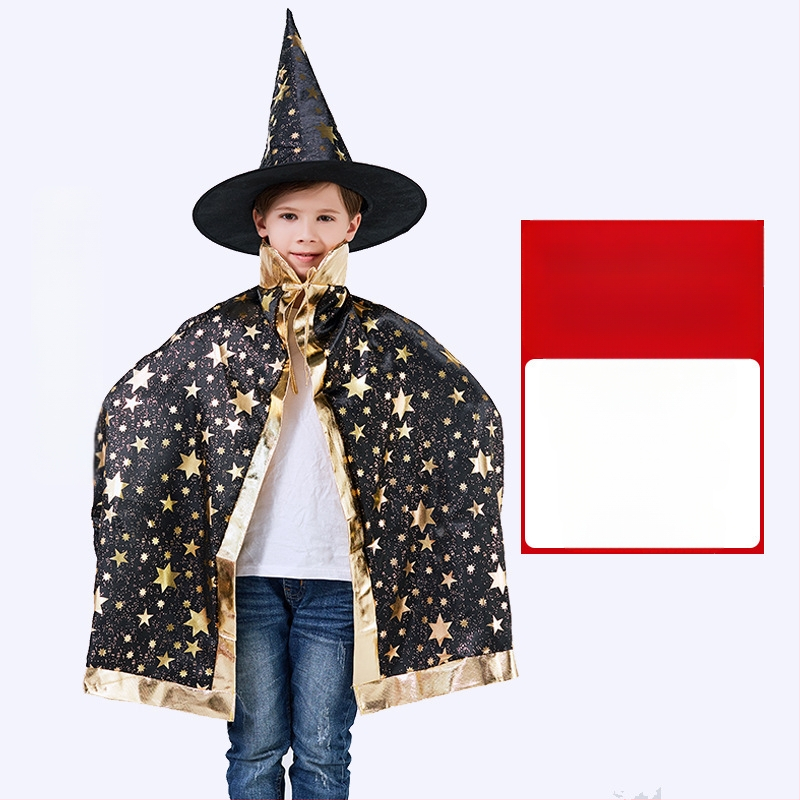 Helovīna kostīms 1. jūnija Bērnu dienas uzstāšanās kostīms Burvja apmetnis Raganas piecu zvaigžņu Helovīna apmetnis Mantija