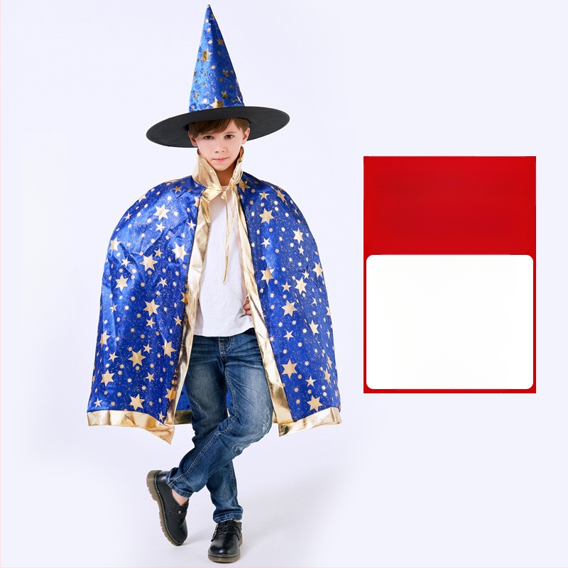 Helovīna kostīms 1. jūnija Bērnu dienas uzstāšanās kostīms Burvja apmetnis Raganas piecu zvaigžņu Helovīna apmetnis Mantija