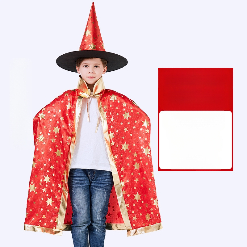 Helovīna kostīms 1. jūnija Bērnu dienas uzstāšanās kostīms Burvja apmetnis Raganas piecu zvaigžņu Helovīna apmetnis Mantija