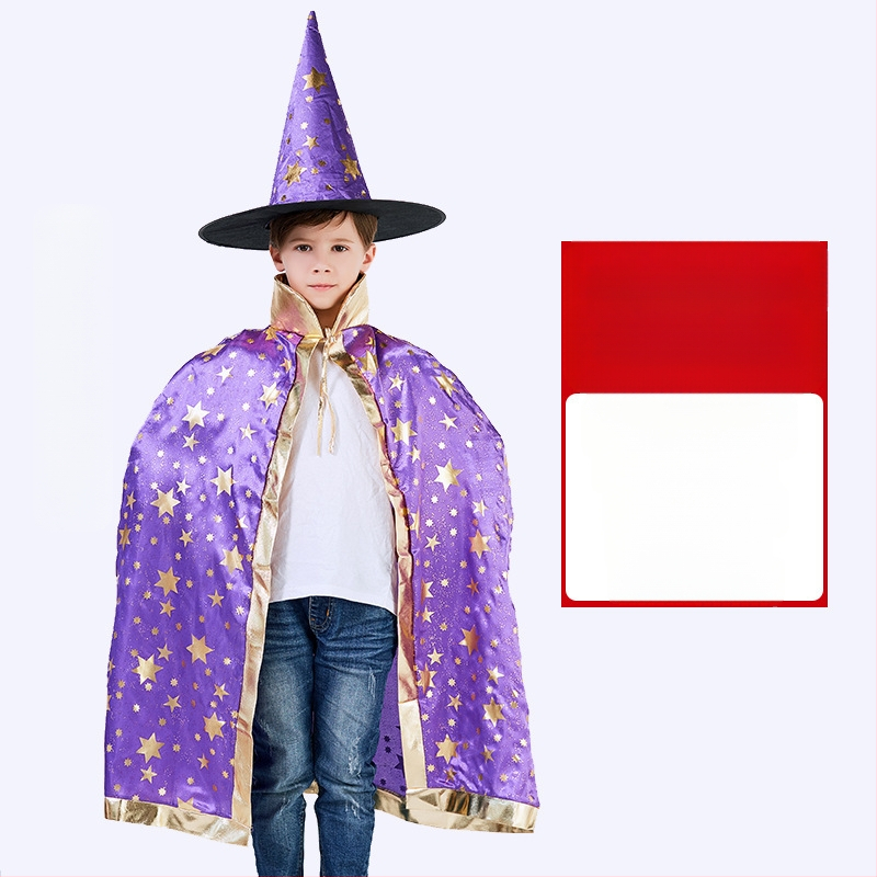 Helovīna kostīms 1. jūnija Bērnu dienas uzstāšanās kostīms Burvja apmetnis Raganas piecu zvaigžņu Helovīna apmetnis Mantija