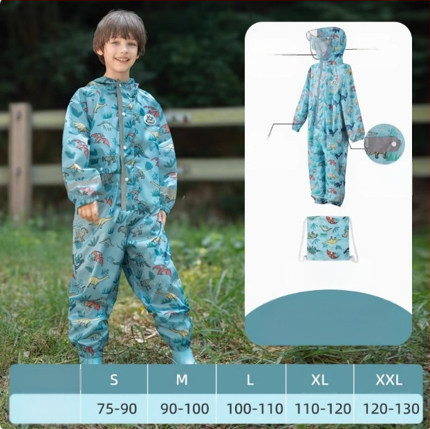 Gyermek egyrészes esőkabát fiú baba poncsó női óvoda dinoszaurusz esőnadrág szett teljes test esőálló esőkabát tétel