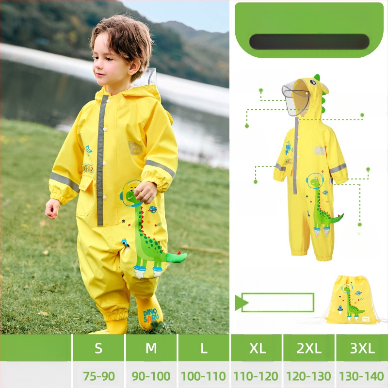Gyermek egyrészes esőkabát fiú baba poncsó női óvoda dinoszaurusz esőnadrág szett teljes test esőálló esőkabát tétel