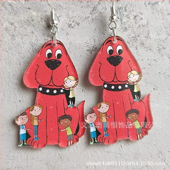 Pārrobežu radoši multfilmu ģitāras kaķa sarkanā suņa auskari dāmām un meitenēm, skolniecēm, atgriešanās skolā, skolotāja, pateicības dāvana