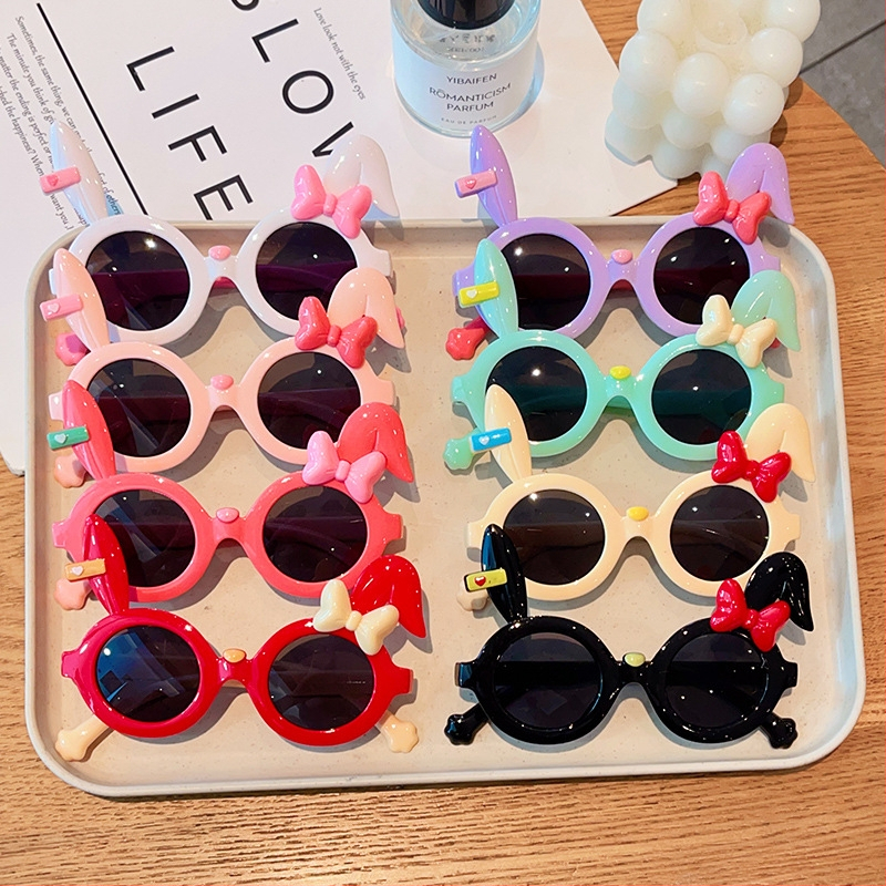 25 nauji vaikiški zuikio formos akiniai nuo saulės su animacinių filmukų formos mielais mergaitės akiniai nuo saulės su lanku ir ilgomis ausimis, akiniai nuo saulės su kryžminiu kraštu