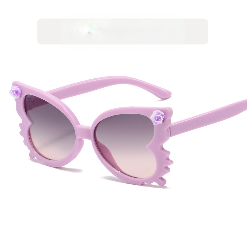 Mieli kūdikių gėlių formos akiniai nuo saulės, moteriški madingi saldainių spalvos vaikiški akiniai, madingi drugelio formos vaikiški dekoratyviniai akiniai nuo saulės