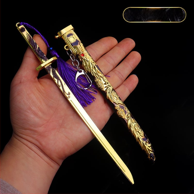 Viščiukus ėdantis žaislas senovės miesto šnipas penkių nagų auksinis drakonas šokinėjantis peilis Tang Heng lydinio ginklo modelis berniukiškas žaislinis peilis dovana