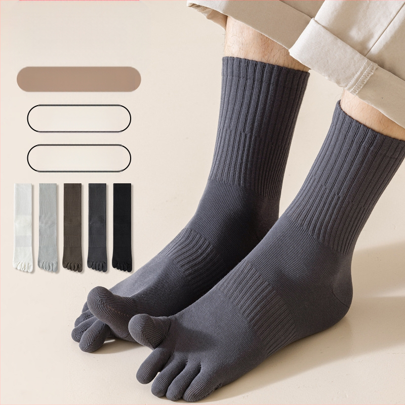 Penkių pirštų vyriškos rudens kojinės be kaulo medvilninės kojinės su vamzdeliu, plius 7A dydis, antibakterinės, dezodorantai, nesipūkuojančios, pirštų kojinės