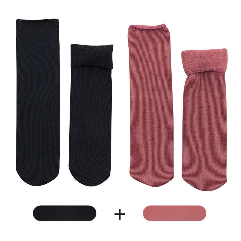 Naiste poolsääreni ulatuvad fliisvoodriga paksud villased sokid, soojad froteest sügis- ja talveune sokid, ühevärvilised põrandasokid