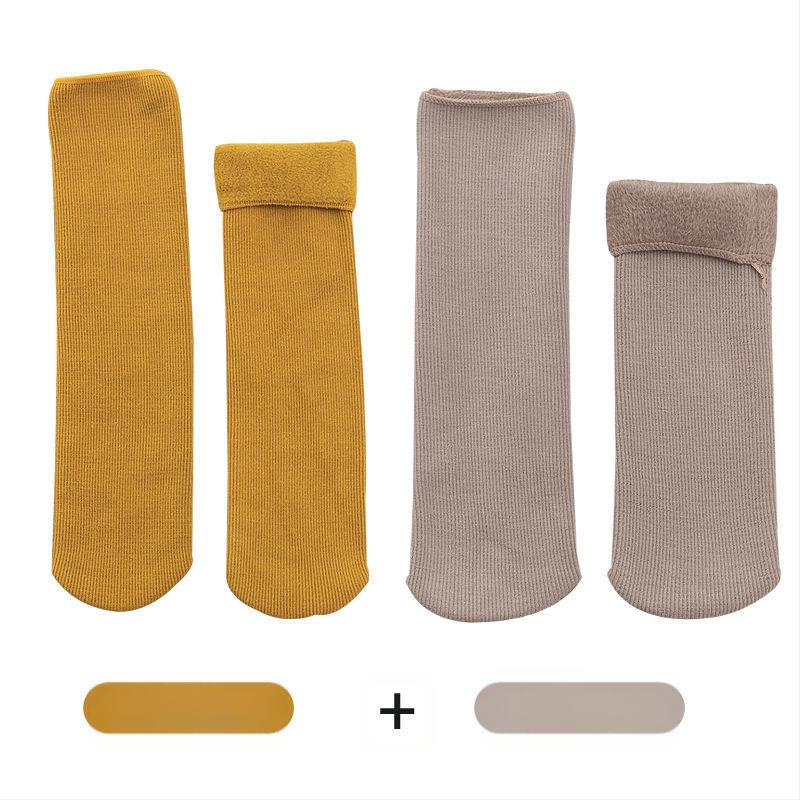 Naiste poolsääreni ulatuvad fliisvoodriga paksud villased sokid, soojad froteest sügis- ja talveune sokid, ühevärvilised põrandasokid