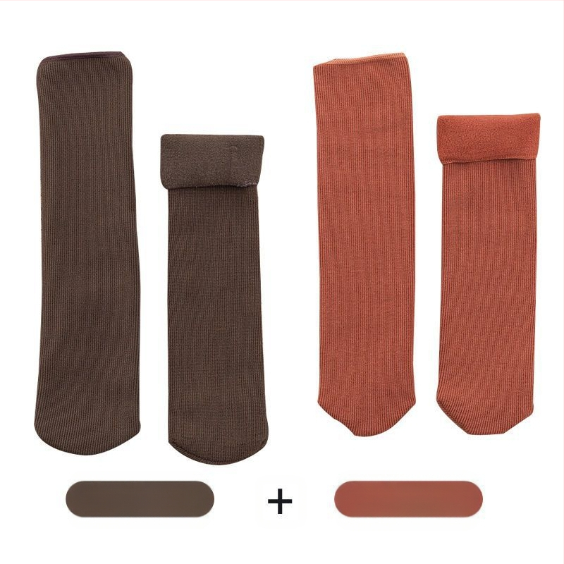 Naiste poolsääreni ulatuvad fliisvoodriga paksud villased sokid, soojad froteest sügis- ja talveune sokid, ühevärvilised põrandasokid