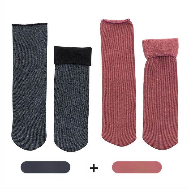 Naiste poolsääreni ulatuvad fliisvoodriga paksud villased sokid, soojad froteest sügis- ja talveune sokid, ühevärvilised põrandasokid