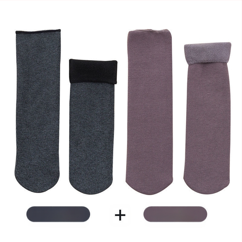 Naiste poolsääreni ulatuvad fliisvoodriga paksud villased sokid, soojad froteest sügis- ja talveune sokid, ühevärvilised põrandasokid