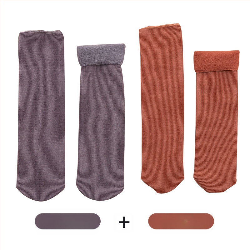 Naiste poolsääreni ulatuvad fliisvoodriga paksud villased sokid, soojad froteest sügis- ja talveune sokid, ühevärvilised põrandasokid