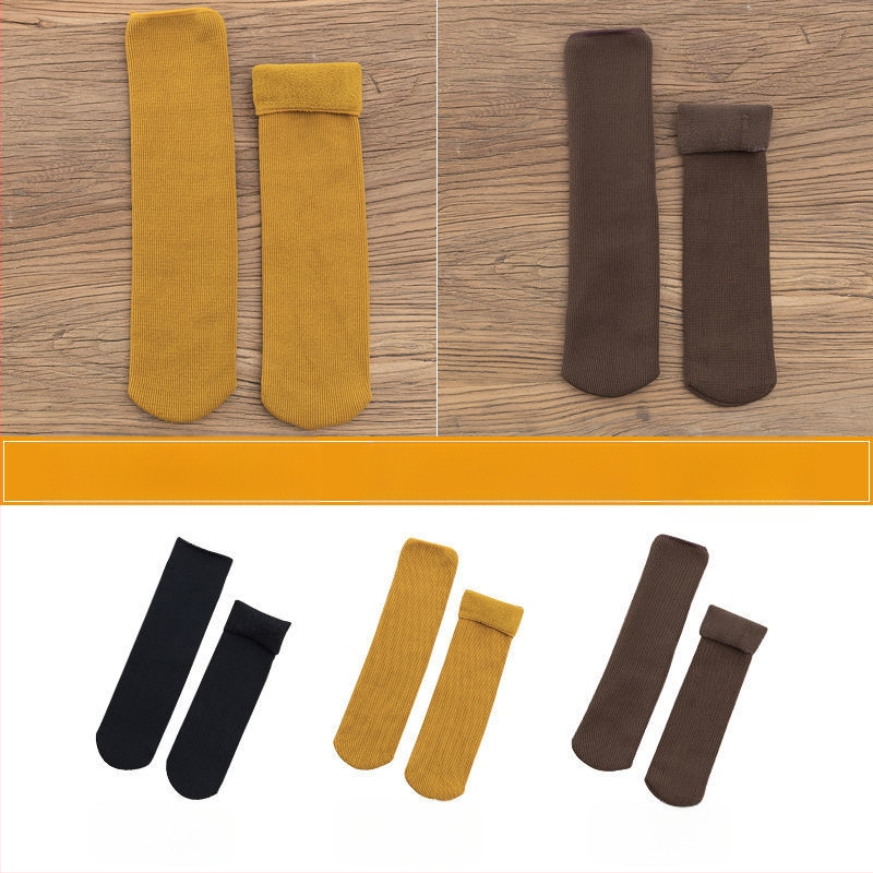 Naiste poolsääreni ulatuvad fliisvoodriga paksud villased sokid, soojad froteest sügis- ja talveune sokid, ühevärvilised põrandasokid