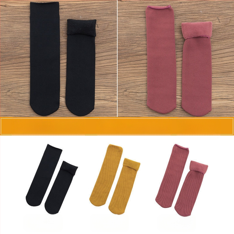 Naiste poolsääreni ulatuvad fliisvoodriga paksud villased sokid, soojad froteest sügis- ja talveune sokid, ühevärvilised põrandasokid
