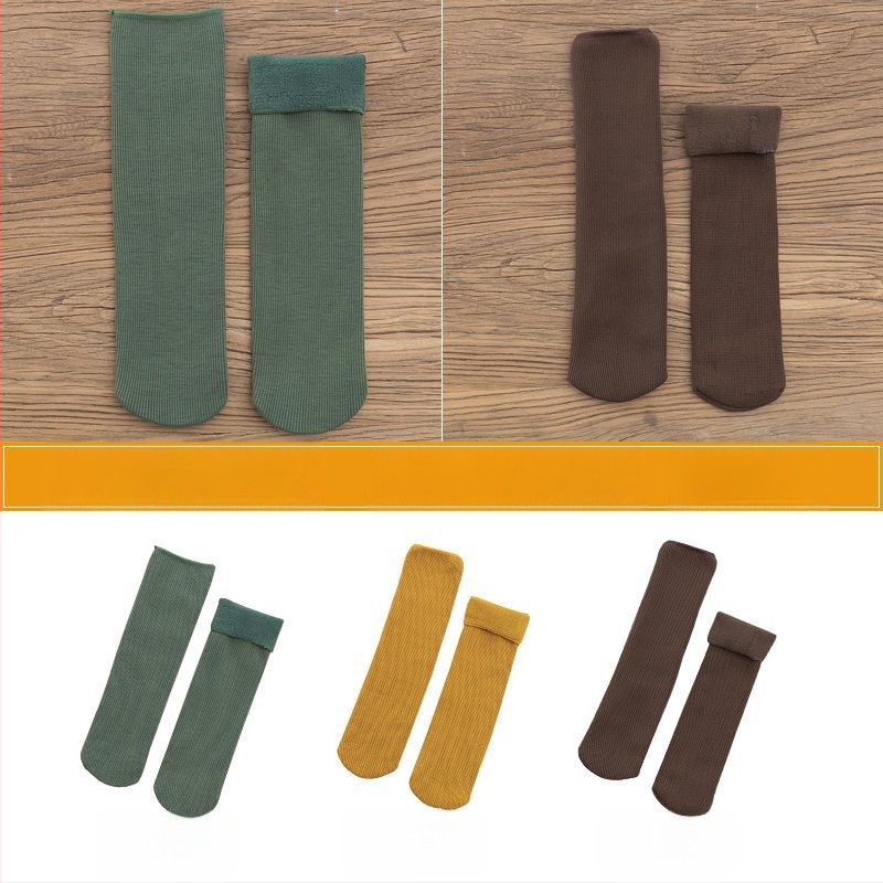 Naiste poolsääreni ulatuvad fliisvoodriga paksud villased sokid, soojad froteest sügis- ja talveune sokid, ühevärvilised põrandasokid