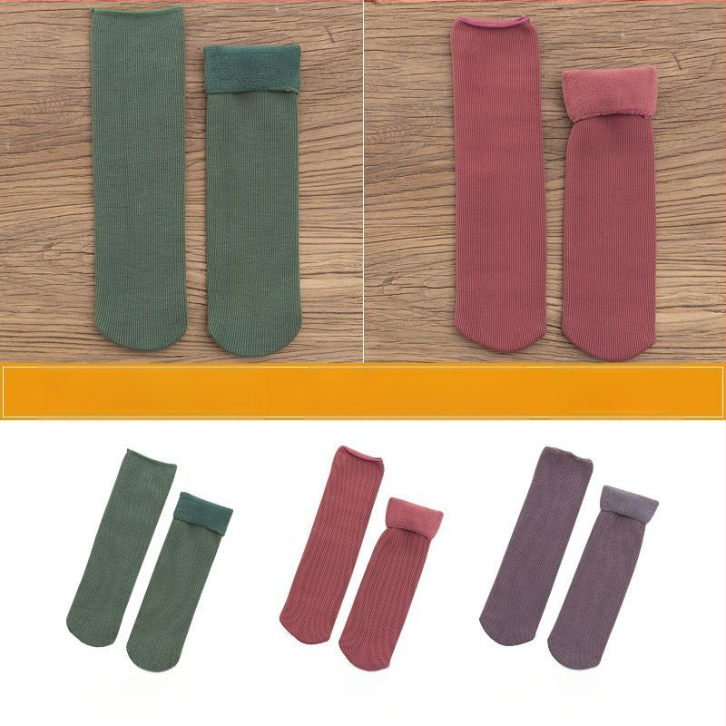 Naiste poolsääreni ulatuvad fliisvoodriga paksud villased sokid, soojad froteest sügis- ja talveune sokid, ühevärvilised põrandasokid