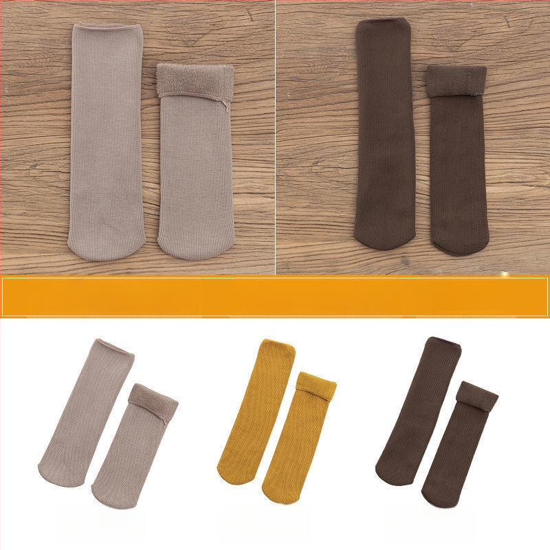 Naiste poolsääreni ulatuvad fliisvoodriga paksud villased sokid, soojad froteest sügis- ja talveune sokid, ühevärvilised põrandasokid