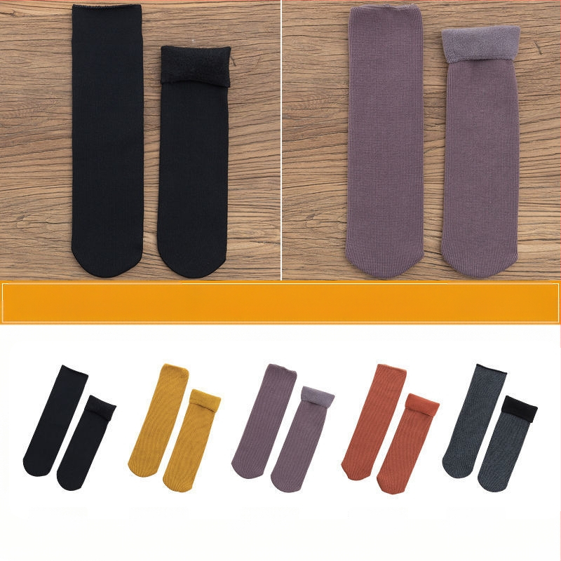 Naiste poolsääreni ulatuvad fliisvoodriga paksud villased sokid, soojad froteest sügis- ja talveune sokid, ühevärvilised põrandasokid
