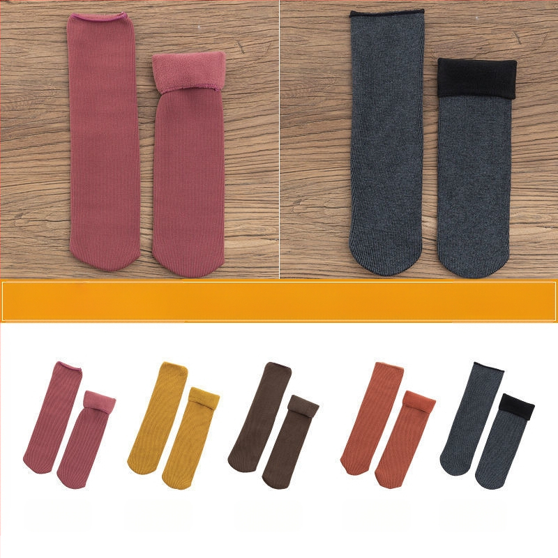 Naiste poolsääreni ulatuvad fliisvoodriga paksud villased sokid, soojad froteest sügis- ja talveune sokid, ühevärvilised põrandasokid