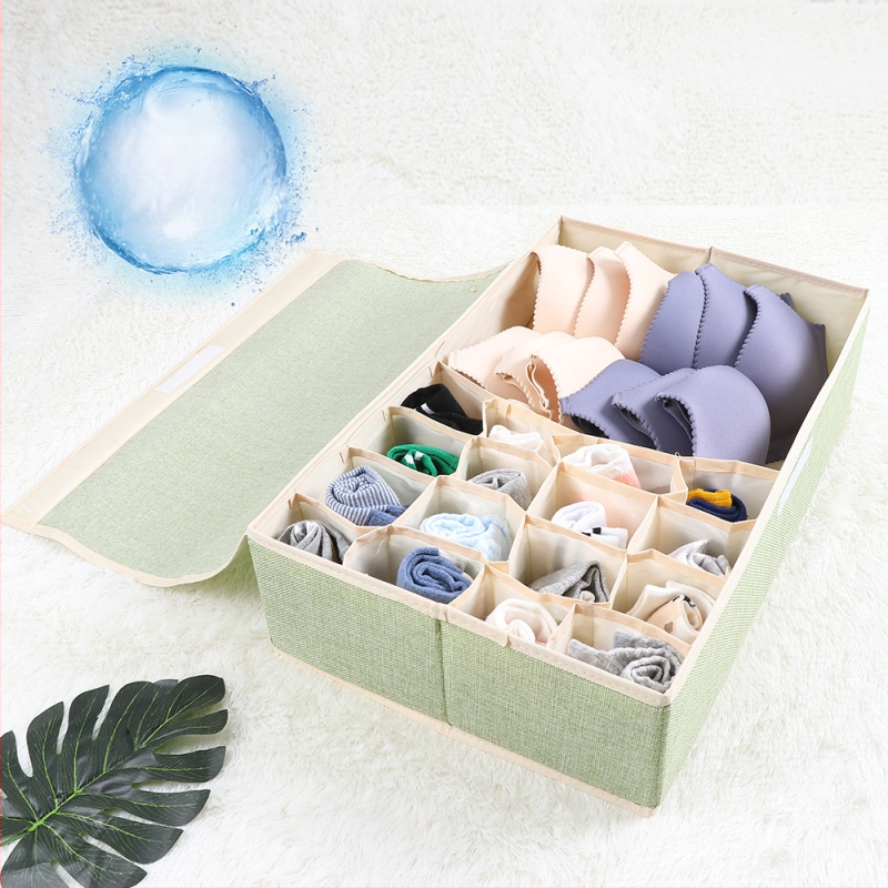 Nauja medvilninė ir lininė apatinių laikymo dėžė iš audinio, sulankstoma, daugiasluoksnė liemenėlės organizavimo dėžutė su dengta apatinių kojinių dulkių dėžute