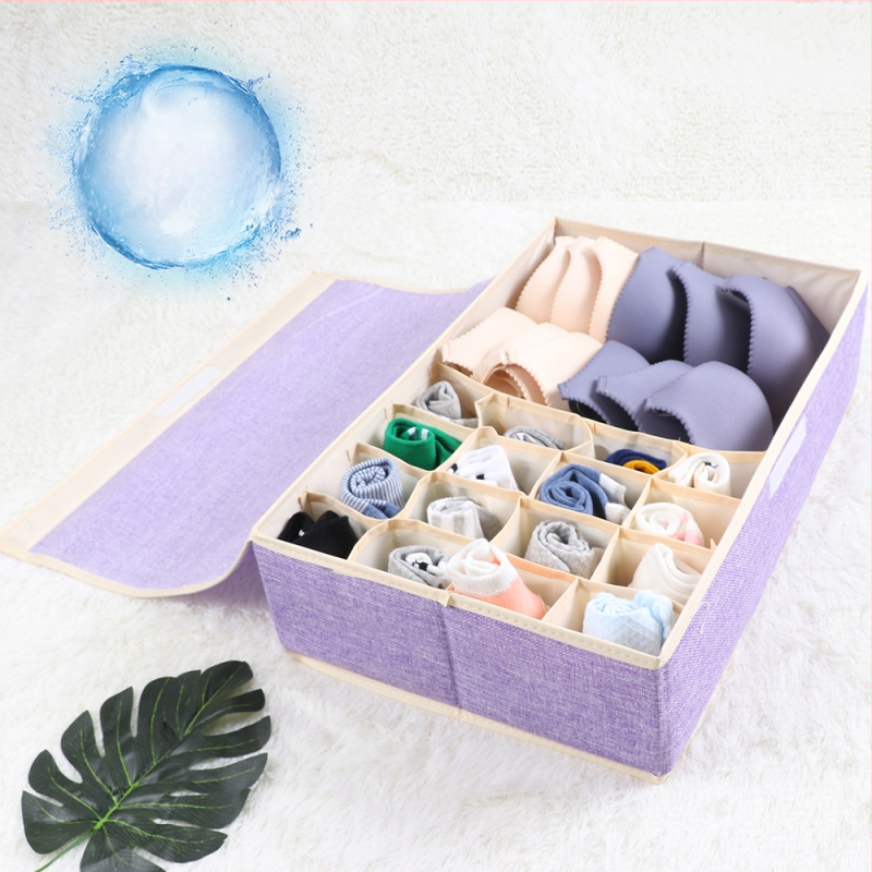 Nauja medvilninė ir lininė apatinių laikymo dėžė iš audinio, sulankstoma, daugiasluoksnė liemenėlės organizavimo dėžutė su dengta apatinių kojinių dulkių dėžute