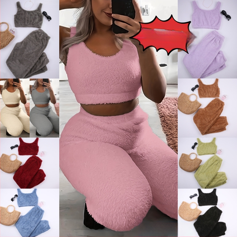 Noi explozii toamna și iarna transfrontalieră gâscă puf femei casual două piese vestă pantaloni sport combinație costum Acasă femei îmbrăcăminte