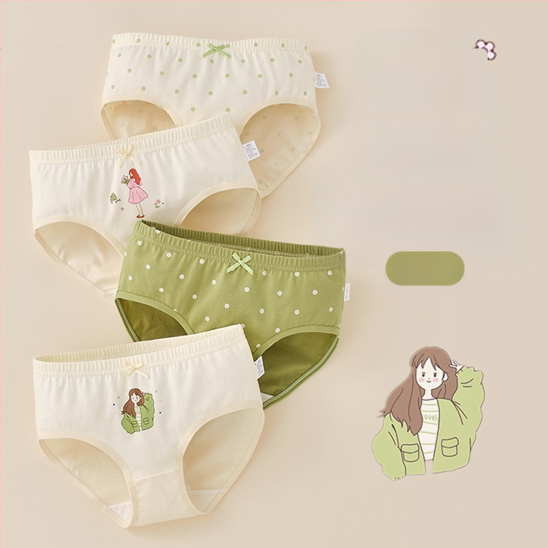 Vaikiški mergaičių apatiniai trikampio formos medvilniniai A klasės medvilniniai 6-12 metų mergaitėms, šortai be segtukų, urmu