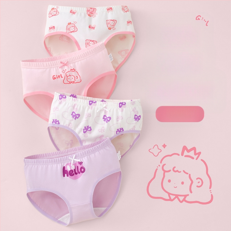 Vaikiški mergaičių apatiniai trikampio formos medvilniniai A klasės medvilniniai 6-12 metų mergaitėms, šortai be segtukų, urmu