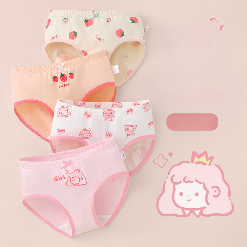 Vaikiški mergaičių apatiniai trikampio formos medvilniniai A klasės medvilniniai 6-12 metų mergaitėms, šortai be segtukų, urmu