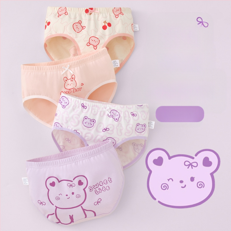 Vaikiški mergaičių apatiniai trikampio formos medvilniniai A klasės medvilniniai 6-12 metų mergaitėms, šortai be segtukų, urmu