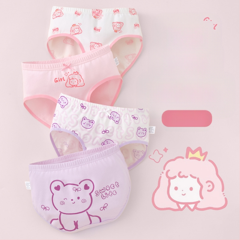 Vaikiški mergaičių apatiniai trikampio formos medvilniniai A klasės medvilniniai 6-12 metų mergaitėms, šortai be segtukų, urmu