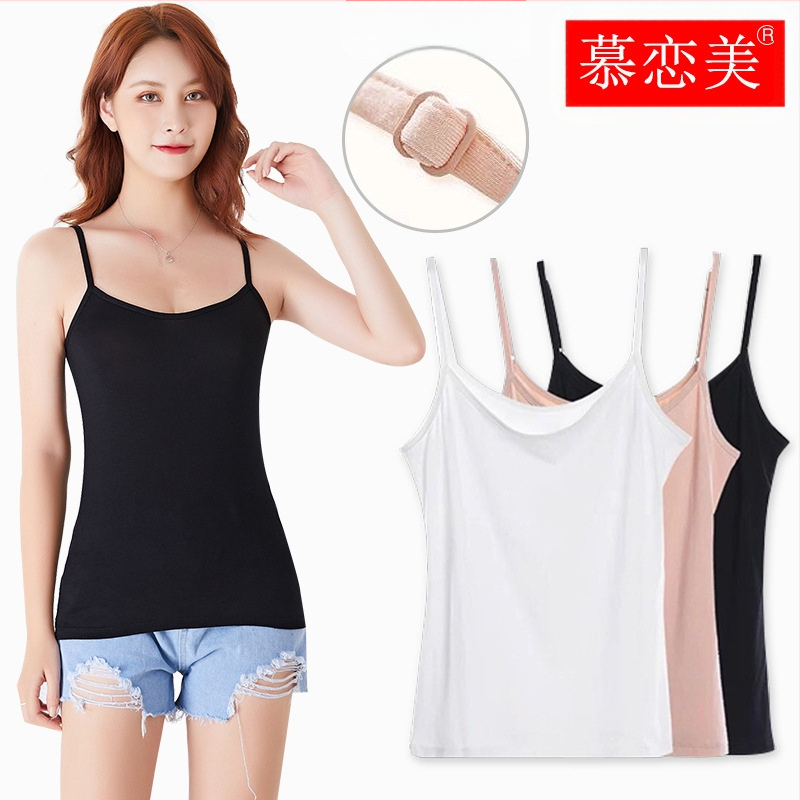 Vestă de vară cu curea de umăr reglabilă, din modal, pentru femei, stil coreean, slim fit, de dimensiuni mari, camisol, cu bază interioară, all-match
