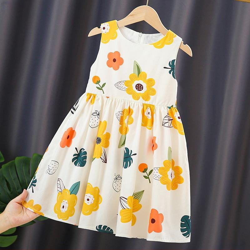 Rochie de fete, nouă vară, fustă imprimată pentru copii, stil occidental, prințesă, fustă de vară, vestă de plajă, fustă