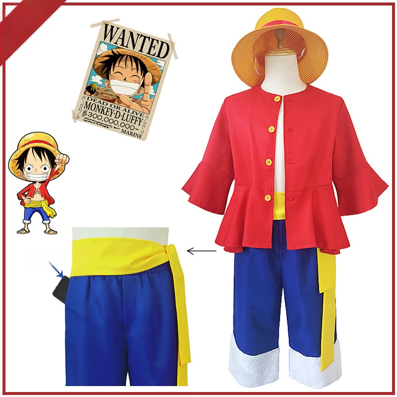 One Piece Luffy kostüüm lastele, One Piece Cosplay kostüüm, rollimänguanime, Jaapani anime